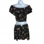 Pink Owl Womens Floral & Polka Dot 2-Piece Off-Shoulder Top & Skort Set M