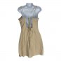 Nasty Gal Sand Linen Square Neck Mini Dress Womens 12 Strappy Back Cut Out