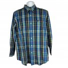 Chaps Mens Blue Plaid Long Sleeve Button-Down Shirt Size M Cotton