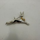 Vintage Silver & Gold-Tone Reindeer Brooch Lapel Pin