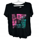 Tek Gear DryTek Black Adventure Graphic V Neck T Shirt Womens Size Large Casual Tek Gear DryTek Black Adventure Graphic V Neck T Shirt Womens Size Large Casual