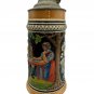 Vintage German Beer Stein 1/2L With Lid Hand-Painted Ceramic Pewter Lid Relief