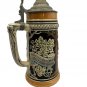 Vintage German Beer Stein 1/2L With Lid Hand-Painted Ceramic Pewter Lid Relief