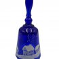 Fenton Art Glass Hand-Painted Cobalt Blue Glass Bell 2005 Christmas Scene Winter