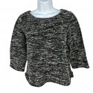 Max Studio Womens 3/4 Sleeve Knit Sweater Small Black/White Relaxed Fit