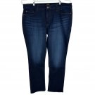 Lee Womens Straight Mid Rise Jeans Size 18 Long Dark Blue Cotton Blend Denim