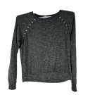 Daisy Fuentes Womens Long Sleeve Charcoal Gray Pullover Silver Stud Detail Sz L