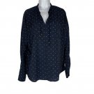 Abercrombie & Fitch Womens Navy Star Print Boho Blouse S Long Sleeve Lightweight