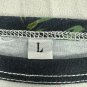 Floral Striped Womens Knot Front Tee Large Black White Short Sleeve Stretch Top