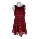 Lulus Red Sleeveless Sequined Skater Dress Zigzag Backless Women’s Size S