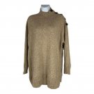 Anthropologie Womens Button-Shoulder Knit Sweater Tan Medium Cozy Fit
