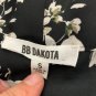 BB Dakota Womens Floral Kimono Robe Small Black White Lightweight Tie