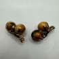 Vintage Gold Tone Clip-On Earrings With Spherical Bead Design For Women
