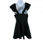 Lulus Womens Black Ruffled V-Neck Sleeveless Fit & Flare Dress Medium