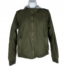 B Sweet Olive Green Womens Bomber Jacket Medium Zip Up Hooded Casual Lightweight