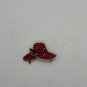 Red Glitter Hat Shaped Brooch Pin Gold Tone Vintage Accessory