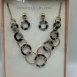 Sparkle & Bling Chain Link Necklace & Earrings Set Gold/Marble Resin Circle