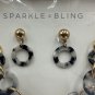 Sparkle & Bling Chain Link Necklace & Earrings Set Gold/Marble Resin Circle