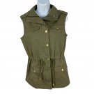 Celebrity Pink Womens Sleeveless Utility Vest Size S Green Drawstring