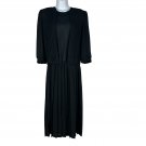 Emerald St. California Womens Black Midi Dress Size 12 Pleated 3/4 Sleeves USA