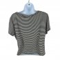 Nine Britton Womens Striped Twist Front Top Medium Black & White Short Sleeve