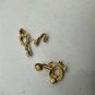 Vintage Gold-Tone Clip-On Earrings With Teardrop Design & Red Gem Accents
