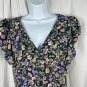 Topshop Womens Floral Ruffle V-Neck Dress Size US 8 Polyester