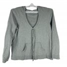 Calvin Klein Womens Heather Gray V-Neck Hooded Sweater Front Pockets Size XL