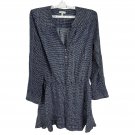 Joie Womens Long Sleeve Mini Dress Size L Navy Diamond Print Rayon Lightweight