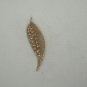 Gold-Tone Leaf Brooch With Red Rhinestones Elegant Pin Jewelry Accessory