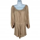 Bluivy Womens Size Large Beige Off-Shoulder Dress 100% Cotton