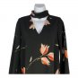 Zara Basic Black Floral Long Sleeve Dress With V-Neck & Mock Neck