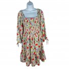 Lauren Conrad Floral Smocked Midi Dress With Tie Sleeve Details & Square Necklin Lauren Conrad Floral Smocked Midi Dress With Tie Sleeve Details & Square Necklin