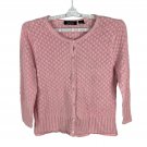 Crystal-Kobe Pink Womens XL Button-Up Cardigan Sweater Lace Long Sleeve