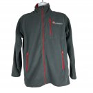 Calgary Experience Mens Full Zip Fleece Jacket Gray Red Size M Embroidered Logo