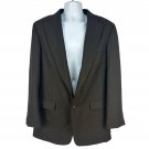 Haggar Mens Houndstooth 2 Button Blazer Size 44L Brown Wool Blend