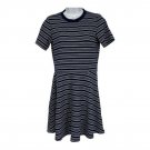 H&M Divided Womens Navy & White Striped Skater Dress Size 8 Short Sleeve Casual