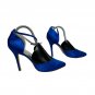 Elegant Park Blue Pointed-Toe High Heels Ankle Strap 3.5-Inch Stiletto Womens 8