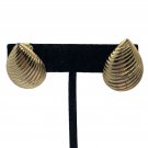 Vintage Gold-Tone Ribbed Teardrop Clip-On Earrings