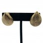 Vintage Gold-Tone Ribbed Teardrop Clip-On Earrings