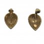 Vintage Gold-Tone Ribbed Teardrop Clip-On Earrings