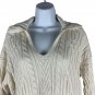 J. Jill Womens Ivory Cable Knit Sweater V-Neck Pullover Medium