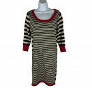 Pink Rose Striped Knit Dress With Red Accents Size L 3/4 Sleeves Pink Rose Striped Knit Dress With Red Accents Size L 3/4 Sleeves