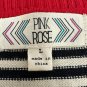 Pink Rose Striped Knit Dress With Red Accents Size L 3/4 Sleeves