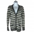 Tommy Hilfiger Women's Striped Cardigan Size S Gray & White Button-Up Pockets