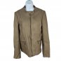 Mo-Ka By Santa Fe Womens Faux Leather Jacket M Zip Front Beige Moto Style