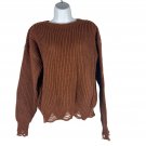 Distressed Brown Ribbed Womens Knit Sweater Size S Distressed Brown Ribbed Womens Knit Sweater Size S