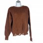 Distressed Brown Ribbed Womens Knit Sweater Size S