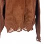 Distressed Brown Ribbed Womens Knit Sweater Size S