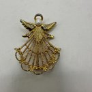Vintage Avon Gold Tone Angel Brooch Pin With Faux Pearl & Rhinestones
